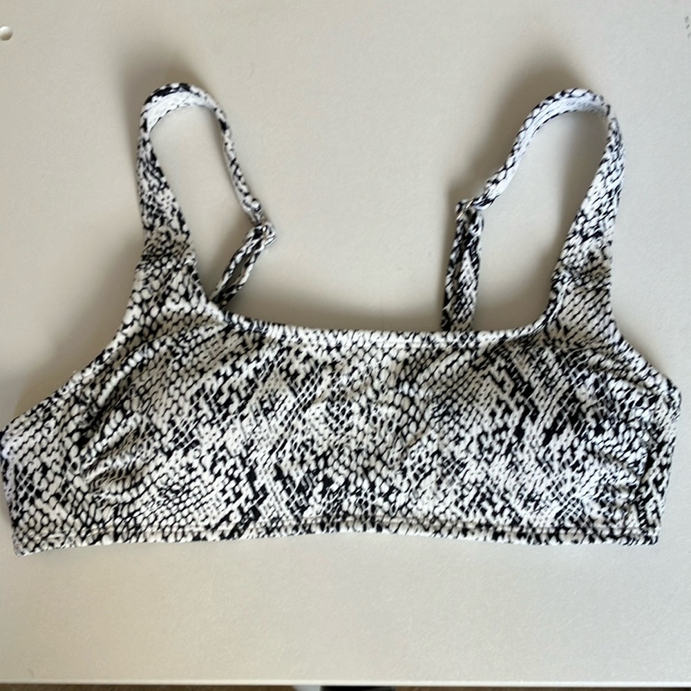 snake print bando strapped bikini